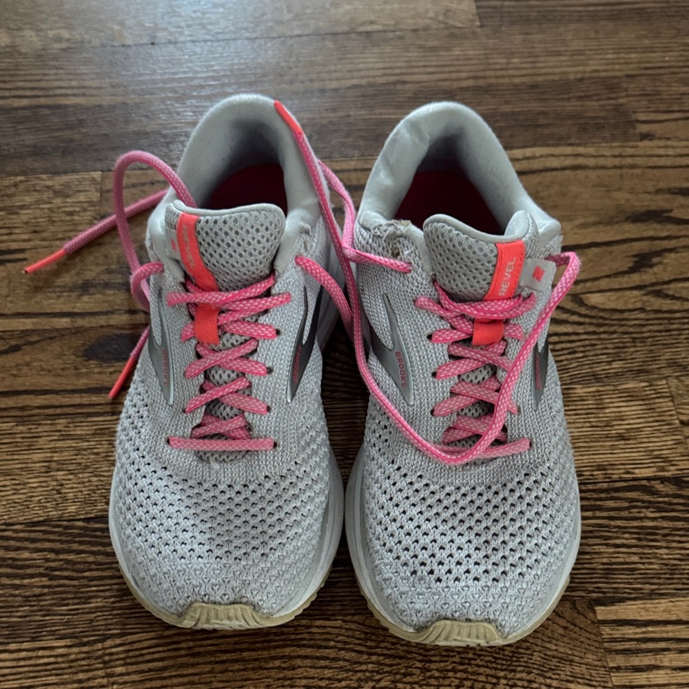 Gray and Pink Athletic Sneakers